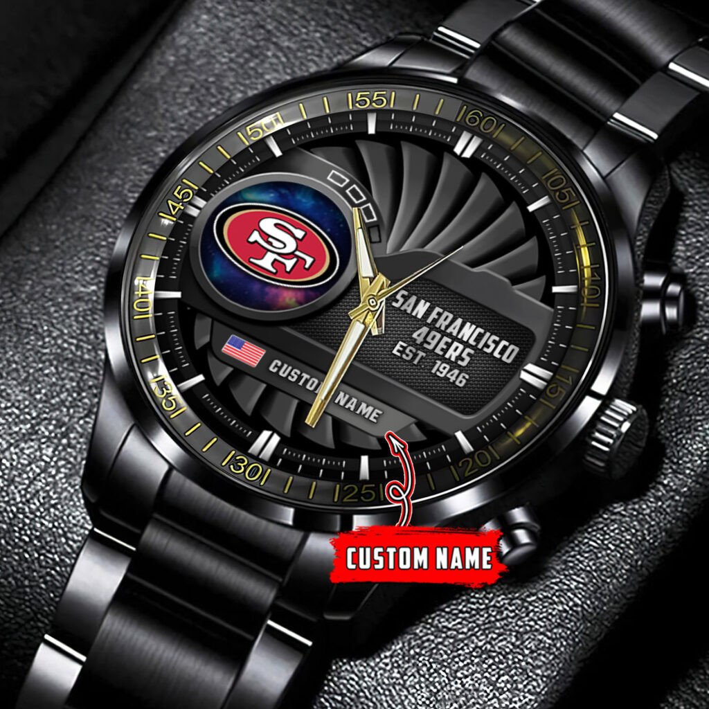 San Francisco 49ers Black Fashion Watch Gifts For Sport Fans AZWATCH55