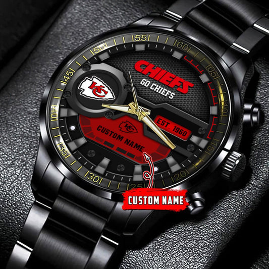 Kansas City Chiefs Black Fashion Watch Gifts For Sport Fans AZWATCH54