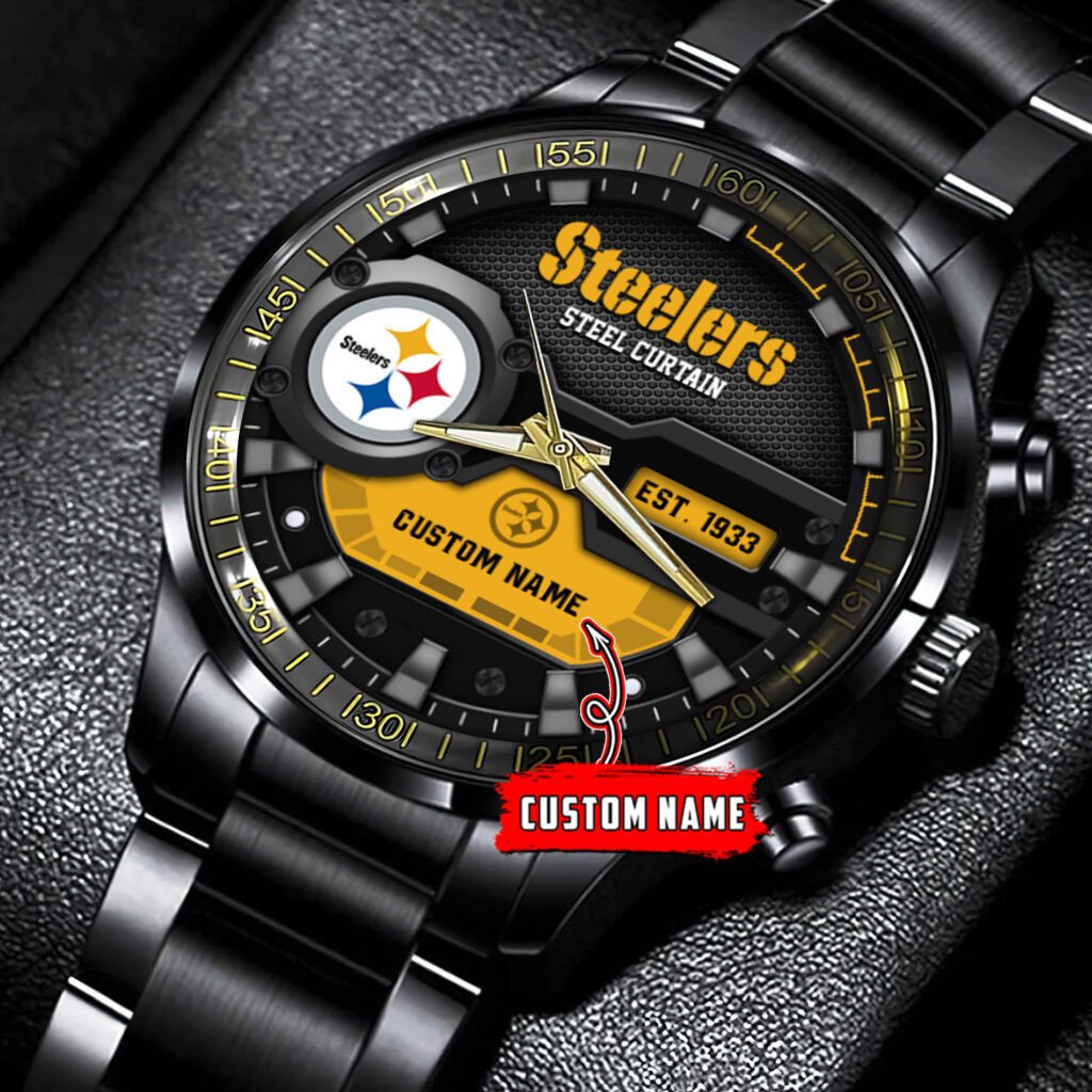 Pittsburgh Steelers Black Fashion Watch Gifts For Sport Fans AZWATCH57