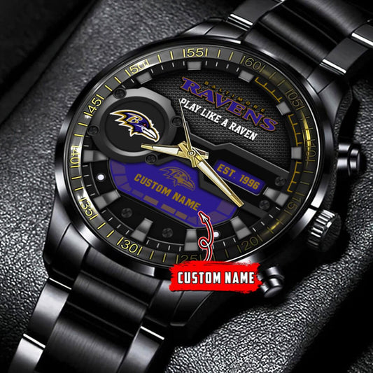 Baltimore Ravens Black Fashion Watch Gifts For Sport Fans AZWATCH63