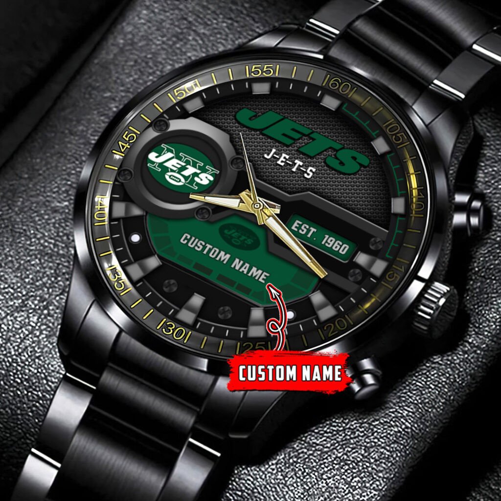 New York Jets Black Fashion Watch Gifts For Sport Fans AZWATCH66