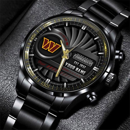 Washington Commanders Black Fashion Watch Gifts For Sport Fans AZWATCH68