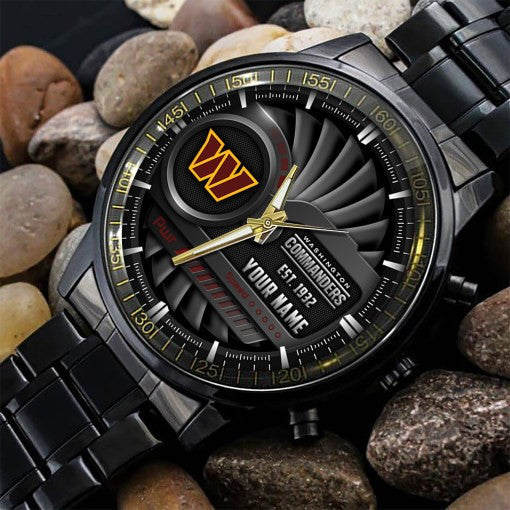 Washington Commanders Black Fashion Watch Gifts For Sport Fans AZWATCH68