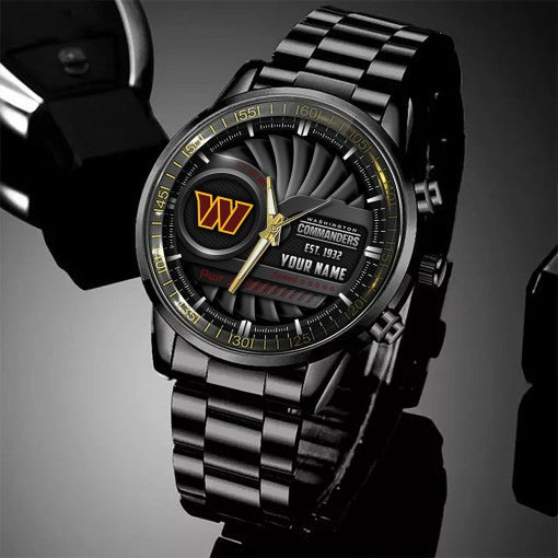 Washington Commanders Black Fashion Watch Gifts For Sport Fans AZWATCH68