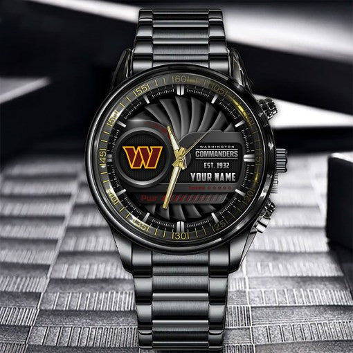 Washington Commanders Black Fashion Watch Gifts For Sport Fans AZWATCH68