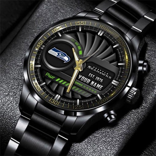 Seattle Seahawks Black Fashion Watch Gifts For Sport Fans AZWATCH69