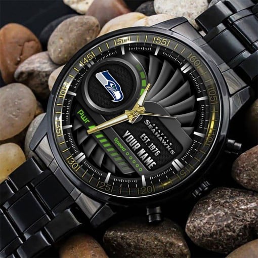 Seattle Seahawks Black Fashion Watch Gifts For Sport Fans AZWATCH69