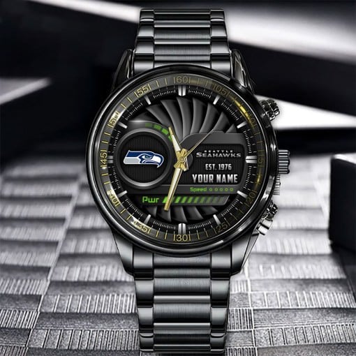 Seattle Seahawks Black Fashion Watch Gifts For Sport Fans AZWATCH69