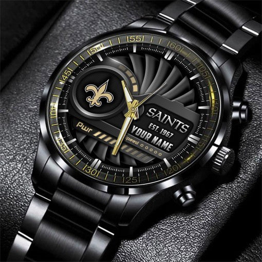 New Orleans Saints Black Fashion Watch Gifts For Sport Fans AZWATCH72