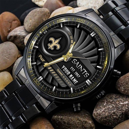 New Orleans Saints Black Fashion Watch Gifts For Sport Fans AZWATCH72