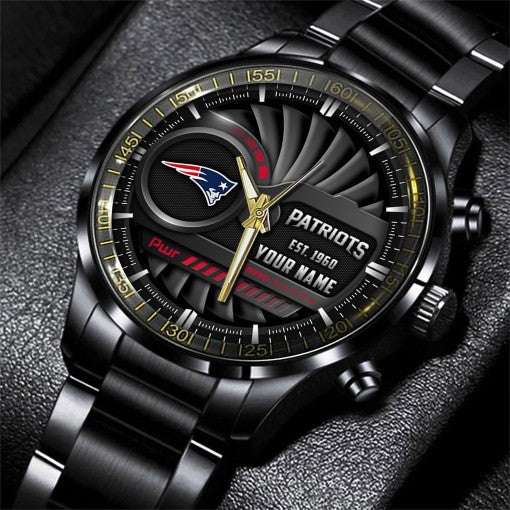 New England Patriots Black Fashion Watch Gifts For Sport Fans AZWATCH67