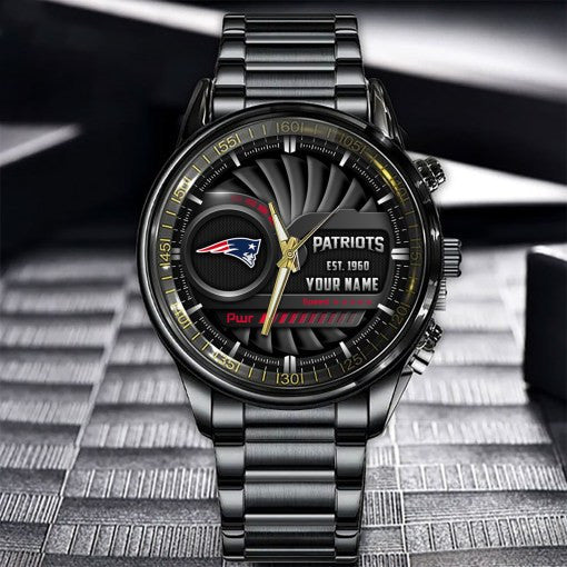 New England Patriots Black Fashion Watch Gifts For Sport Fans AZWATCH67