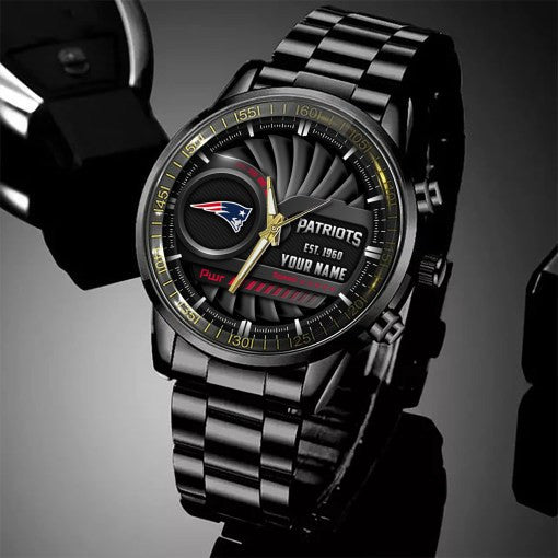 New England Patriots Black Fashion Watch Gifts For Sport Fans AZWATCH67