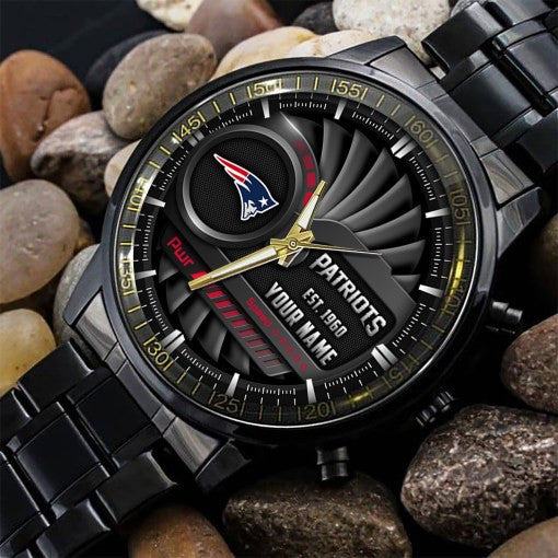 New England Patriots Black Fashion Watch Gifts For Sport Fans AZWATCH67