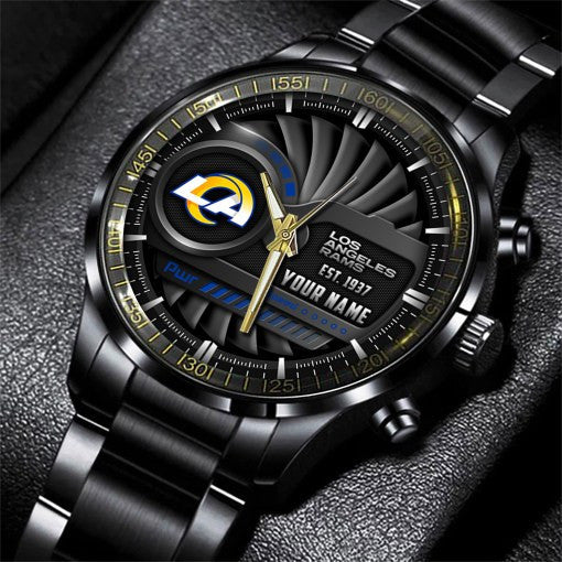 Los Angeles Rams Black Fashion Watch Gifts For Sport Fans AZWATCH77