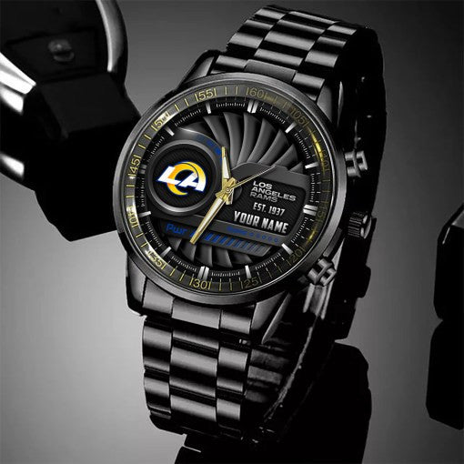 Los Angeles Rams Black Fashion Watch Gifts For Sport Fans AZWATCH77