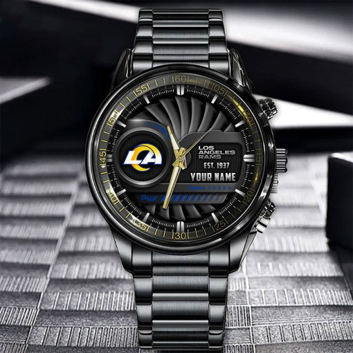 Los Angeles Rams Black Fashion Watch Gifts For Sport Fans AZWATCH77