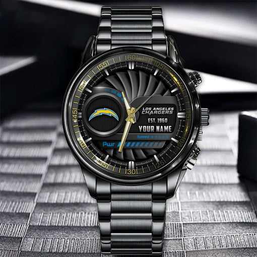 Los Angeles Chargers Black Fashion Watch Gifts For Sport Fans AZWATCH78