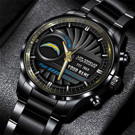Los Angeles Chargers Black Fashion Watch Gifts For Sport Fans AZWATCH78