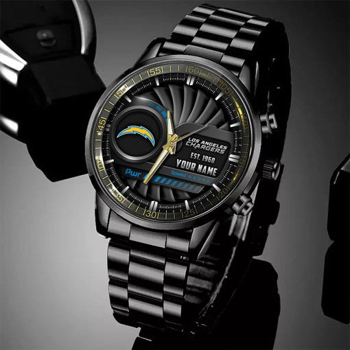Los Angeles Chargers Black Fashion Watch Gifts For Sport Fans AZWATCH78