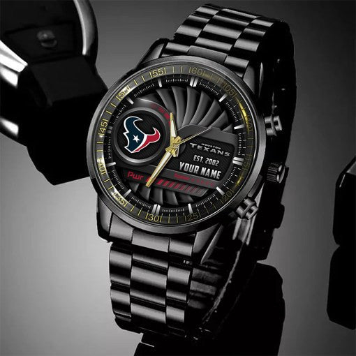 Houston Texans Black Fashion Watch Gifts For Sport Fans AZWATCH76