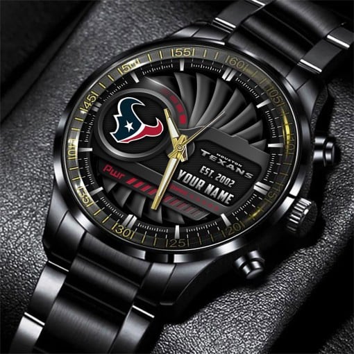 Houston Texans Black Fashion Watch Gifts For Sport Fans AZWATCH76