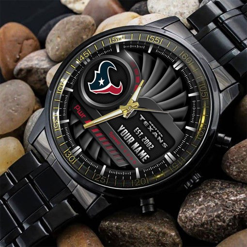 Houston Texans Black Fashion Watch Gifts For Sport Fans AZWATCH76