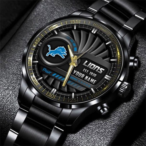 Detroit Lions Black Fashion Watch Gifts For Sport Fans AZWATCH73