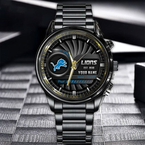 Detroit Lions Black Fashion Watch Gifts For Sport Fans AZWATCH73