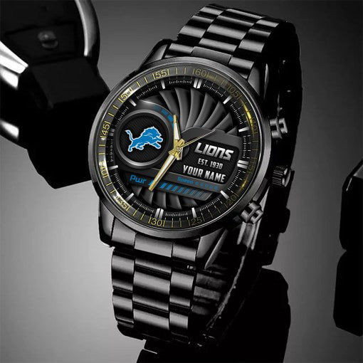 Detroit Lions Black Fashion Watch Gifts For Sport Fans AZWATCH73