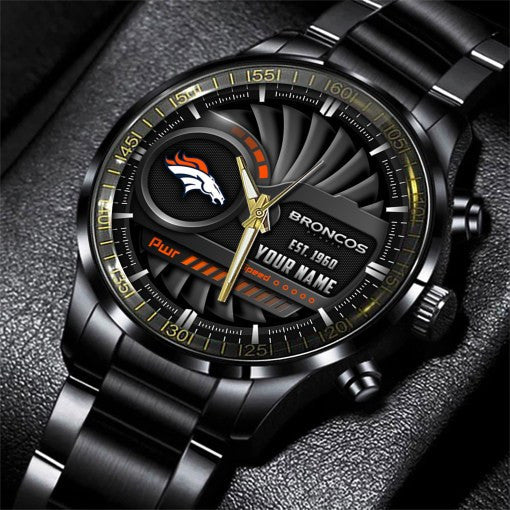 Denver Broncos Black Fashion Watch Gifts For Sport Fans AZWATCH74