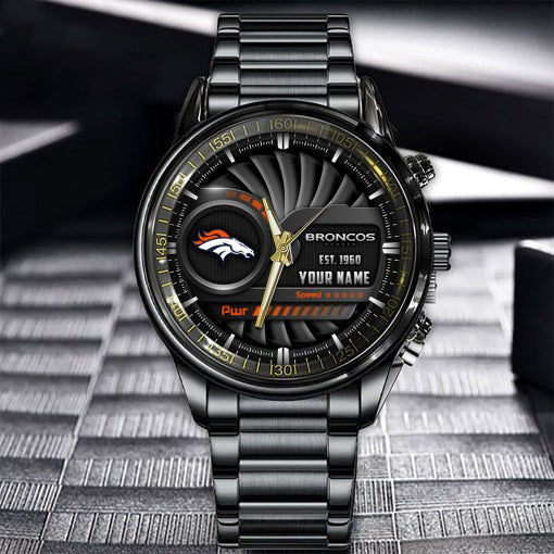 Denver Broncos Black Fashion Watch Gifts For Sport Fans AZWATCH74