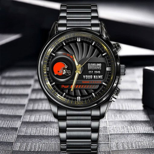 Cleveland Browns Black Fashion Watch Gifts For Sport Fans AZWATCH81