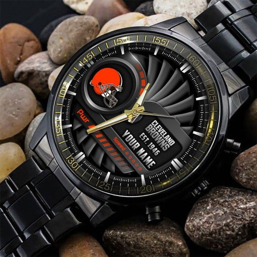 Cleveland Browns Black Fashion Watch Gifts For Sport Fans AZWATCH81