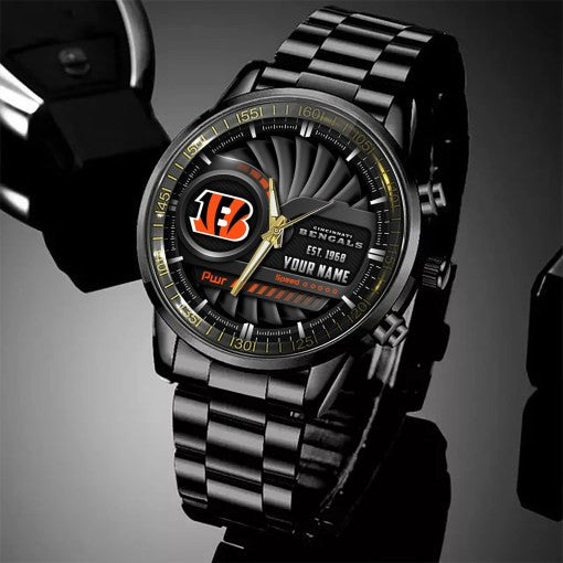 Cincinnati Bengals Black Fashion Watch Gifts For Sport Fans AZWATCH80