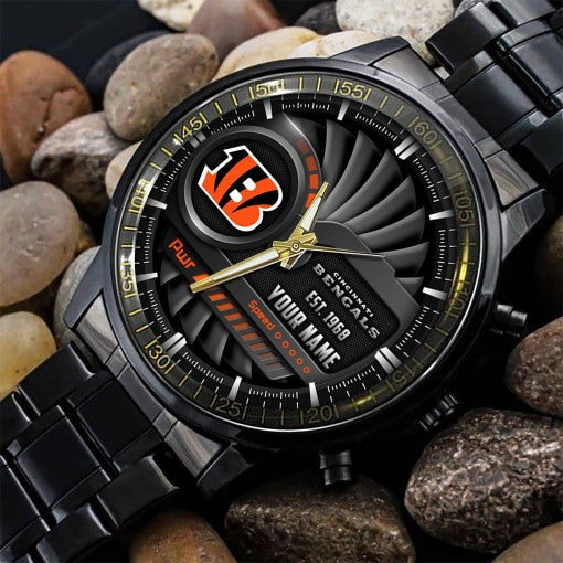 Cincinnati Bengals Black Fashion Watch Gifts For Sport Fans AZWATCH80