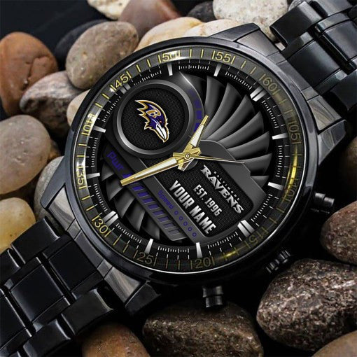 Baltimore Ravens Black Fashion Watch Gifts For Sport Fans AZWATCH85