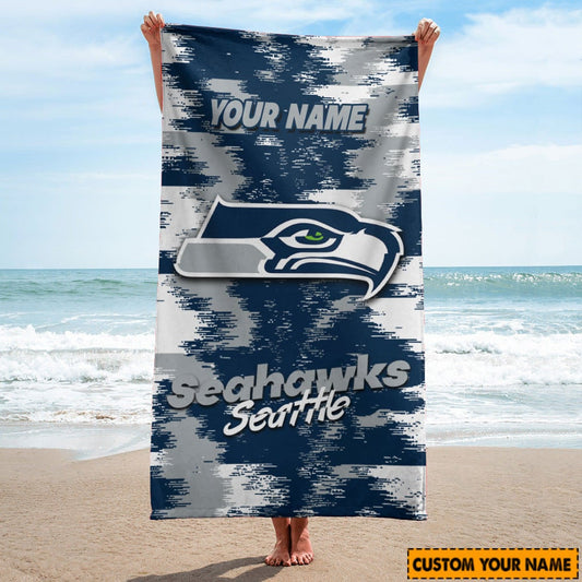 Seattle Seahawks Personalized Limited Edition Beach Towel  AZBTOWEL043