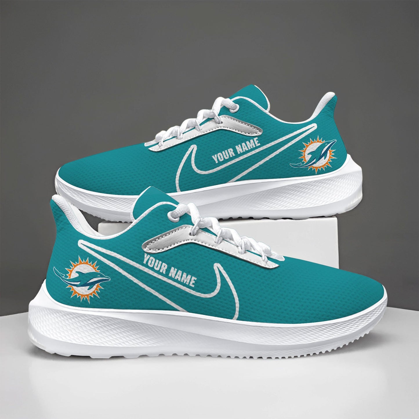 Miami Dolphins Lightweight Patch Decor Running Shoes NK07