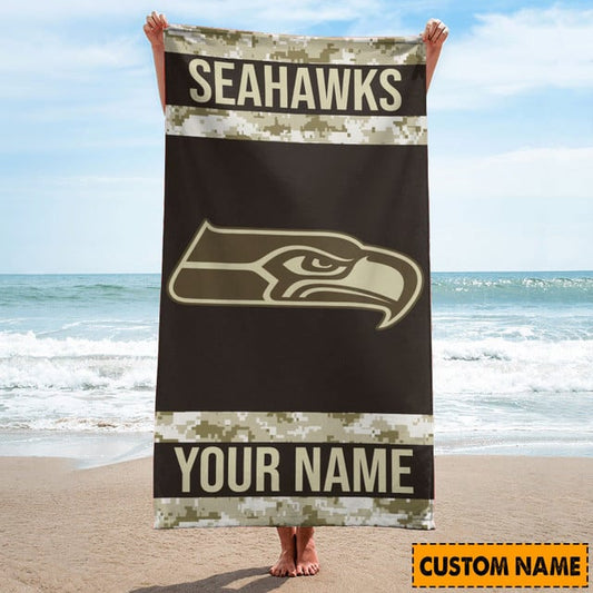 Seattle Seahawks Personalized Limited Edition Beach Towel  AZBTOWEL177