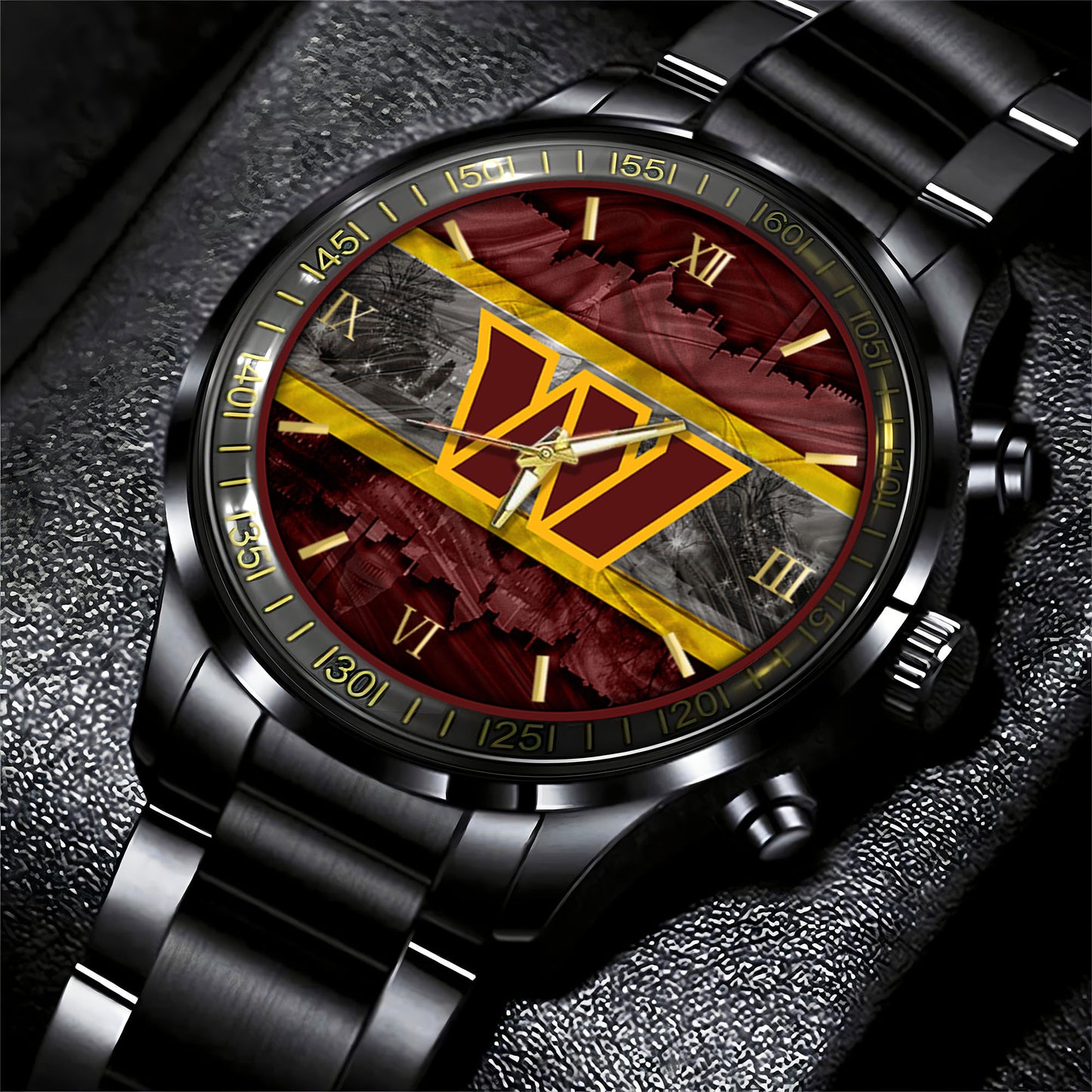 Washington Commanders Black Fashion Watch Gifts For Sport Fans AZWATCH86