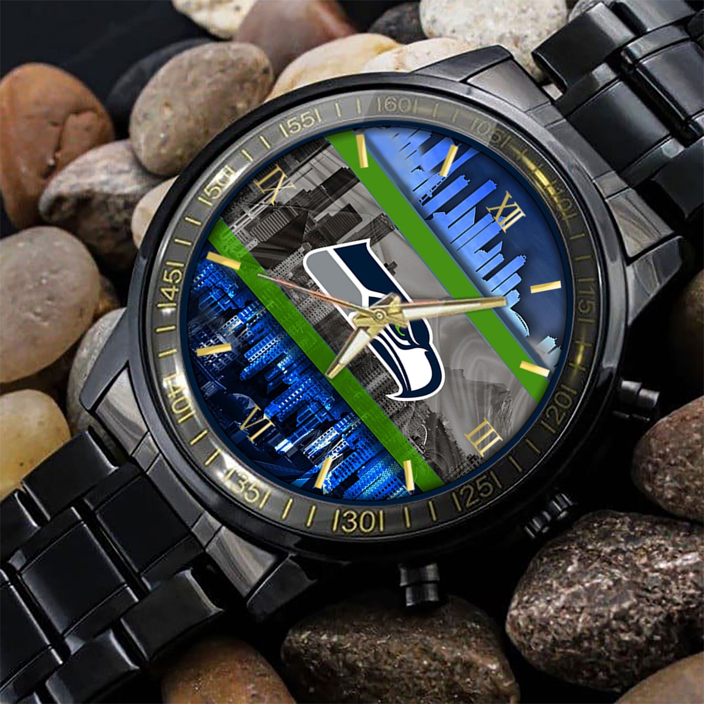 Seattle Seahawks Black Fashion Watch Gifts For Sport Fans AZWATCH87