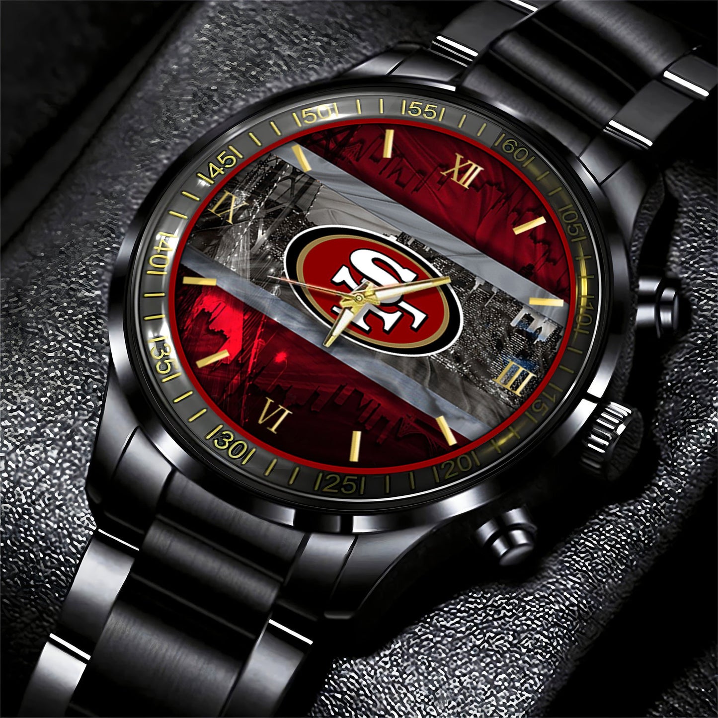 San Francisco 49ers Black Fashion Watch Gifts For Sport Fans AZWATCH90
