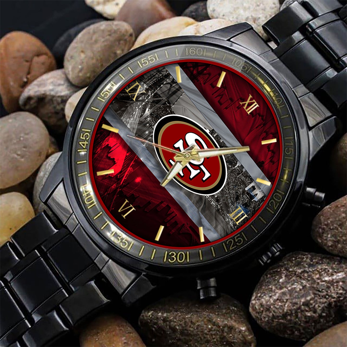 San Francisco 49ers Black Fashion Watch Gifts For Sport Fans AZWATCH90