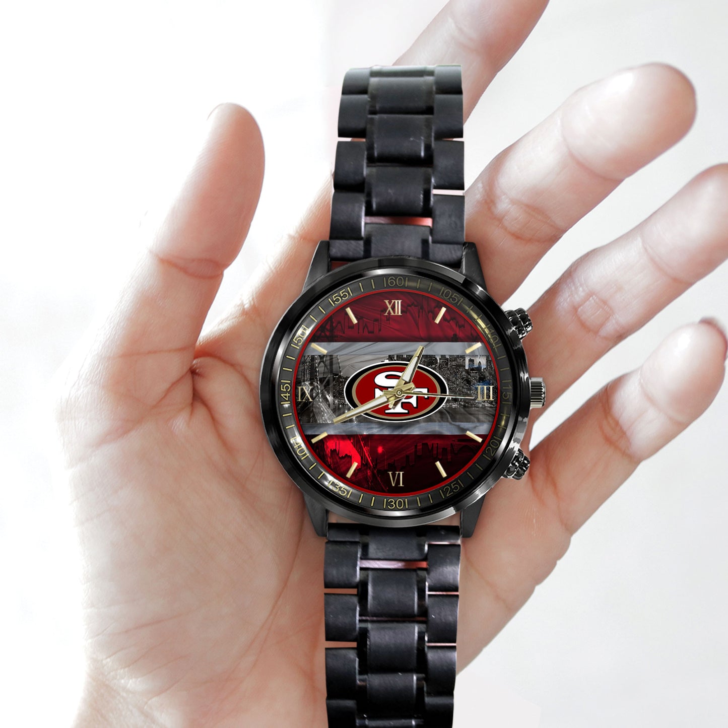 San Francisco 49ers Black Fashion Watch Gifts For Sport Fans AZWATCH90