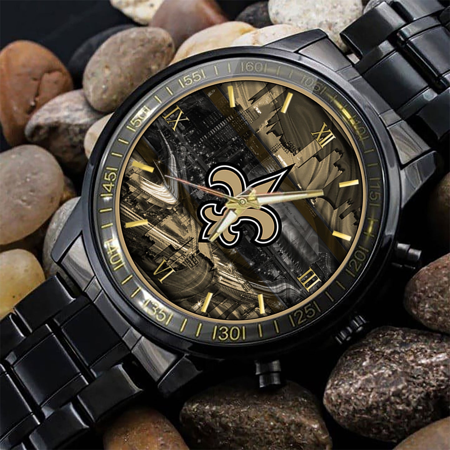 New Orleans Saints Black Fashion Watch Gifts For Sport Fans AZWATCH92