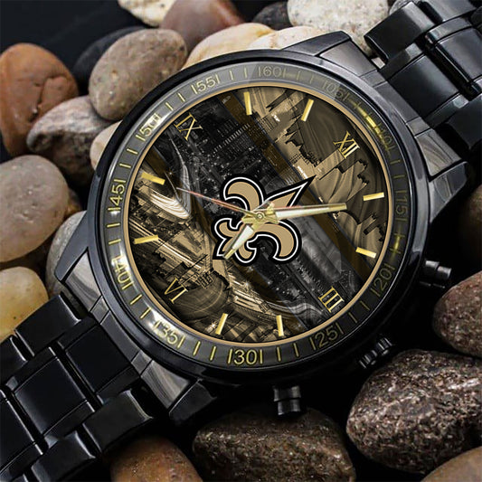 New Orleans Saints Black Fashion Watch Gifts For Sport Fans AZWATCH92