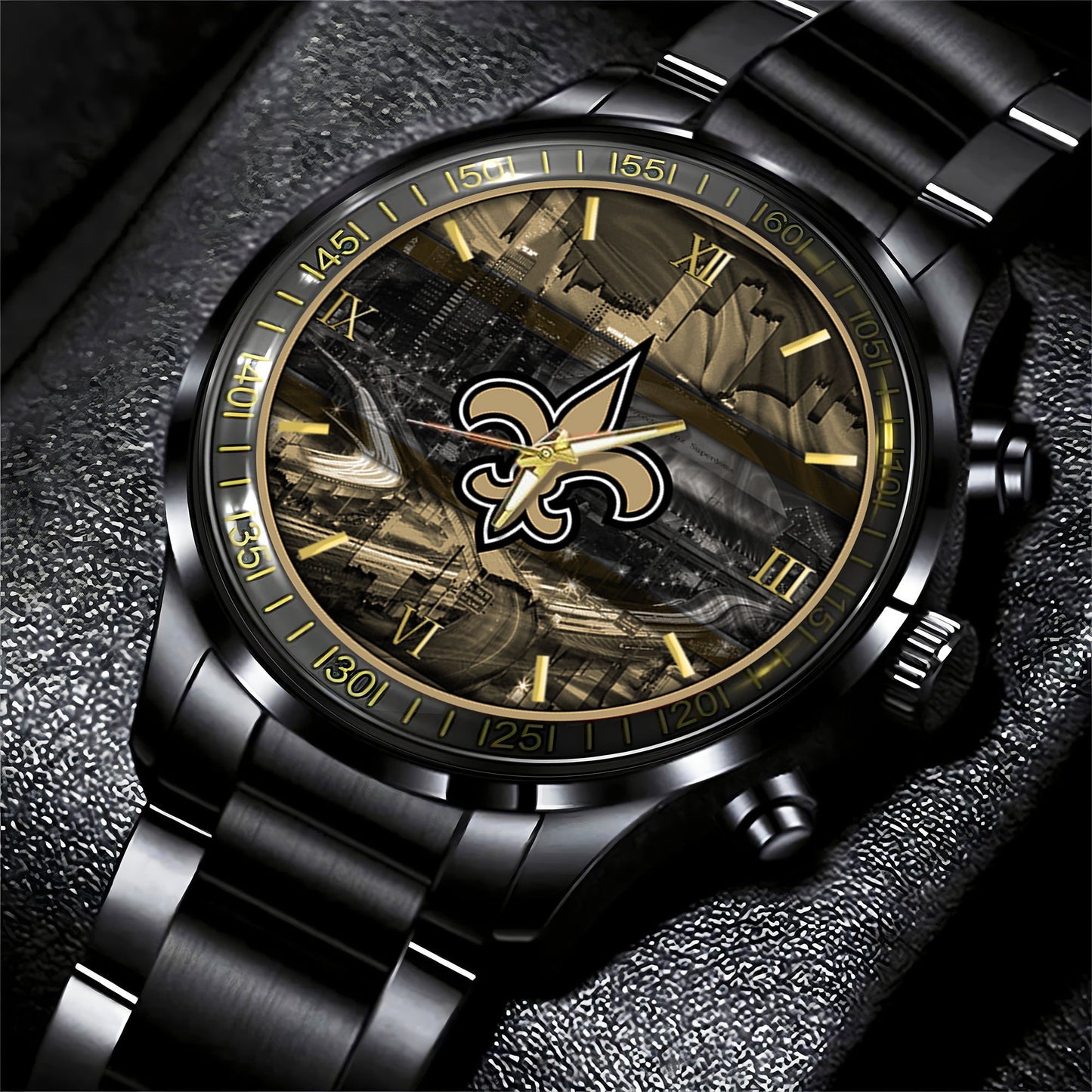 New Orleans Saints Black Fashion Watch Gifts For Sport Fans AZWATCH92