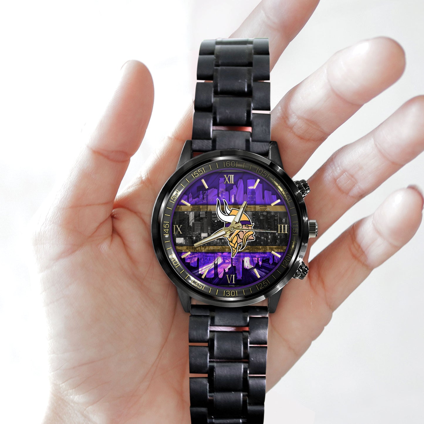 Minnesota Vikings Black Fashion Watch Gifts For Sport Fans AZWATCH97