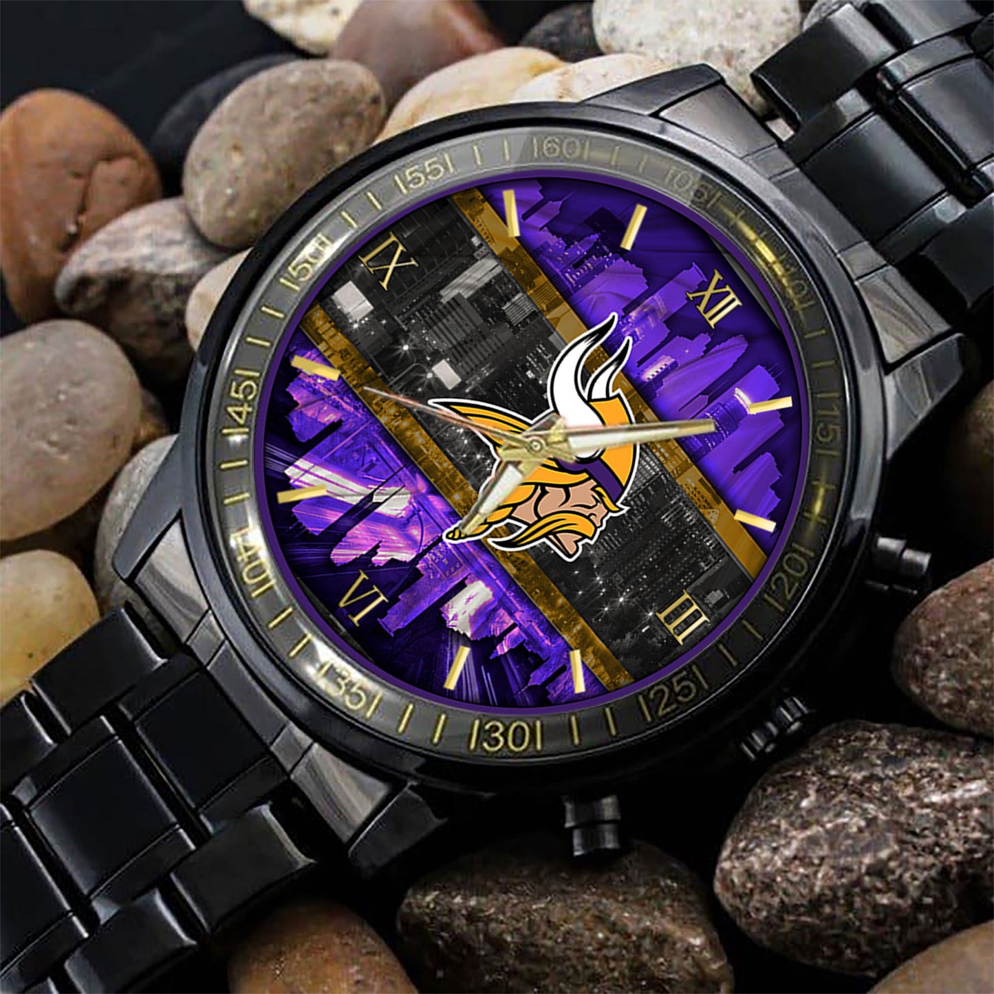 Minnesota Vikings Black Fashion Watch Gifts For Sport Fans AZWATCH97